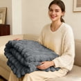 thumbnail image 2 of Thickened Rabbit Plu Sh Nap Blanket Bunny Blanket For Adults Soft Warm Fuzzy Throw Blanket For Bed Sofa Travel And Off Ice Full Size Blankets for Bed Blankets Size Warm Small Blanket Throw Throw, 2 of 4