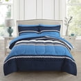 thumbnail image 2 of Marina Decoration Ultra Soft Luxury Fluffy Goose Down Alternative Bed in a Bag Bedding Printed Comforter Set Includes Sheet Set, Navy Blue Geometric Stripes Pattern, 2 of 4