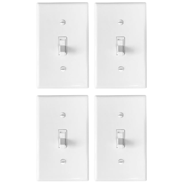 Milisten 4PCS Toggle Switch Mechanical Switch Panel Home LED Light Wall Switch with Screws (White)
