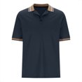 thumbnail image 4 of Shirts for Men, Mens Patchwork Fallow Button Round Neck Sports Short Sleeve Shirt, 4 of 6