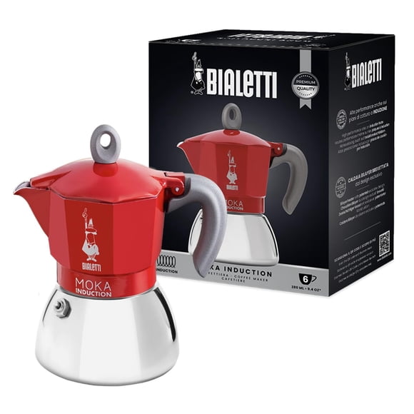 Bialetti Moka pour Induction 6 Tasses, Rouge