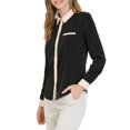 thumbnail image 4 of INSPIRE CHIC Women's Color Block Button Down Long Sleeve Work Shirt XS Black, 4 of 8