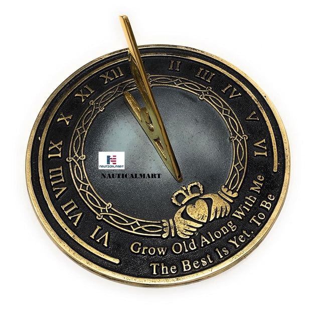 Brass Sundial Grow Old with Me (Brass Finish)