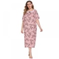 thumbnail image 2 of PENGXIANG Chemise de Nuit Femme Manches Courtes Imprimé Floral Robe de Nuit Décontractée Longue Grande Taille Printemps/été, 2 of 6