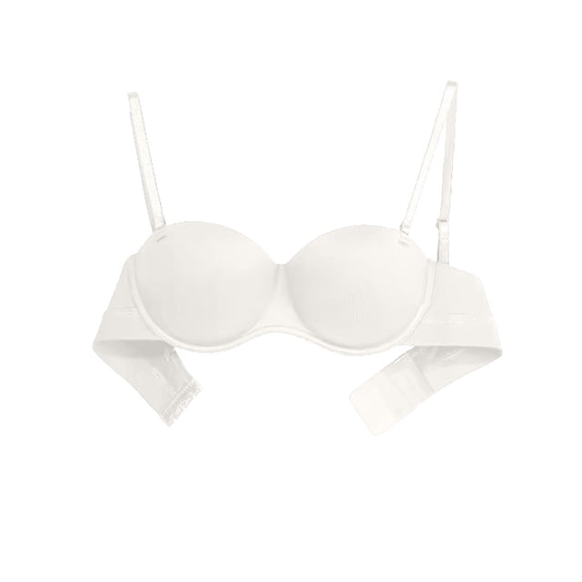YUTK Strapless Bras - Women's Solid Color Seamless Underwear without Steel Rims Detachable Chest Sagging Wave Pattern Bra White S