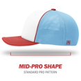 thumbnail image 3 of Richardson Pulse Sportmesh avec Casquette R-Flex, S-M, Blanc-Columbia Bleu-Rouge Tri, 3 of 7