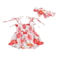 thumbnail image 1 of Baby Sleeveless High Waist Summer Infants Floral Romper+Headband, 1 of 7