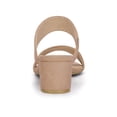 thumbnail image 2 of Women's Dual Straps Mid Chunky Heel Slide Sandals Nude 7, 2 of 7