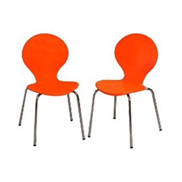 Giftmark 3013O Ensemble Moderne de 2 Chaises pour Enfants avec Pattes Chromées - Orange