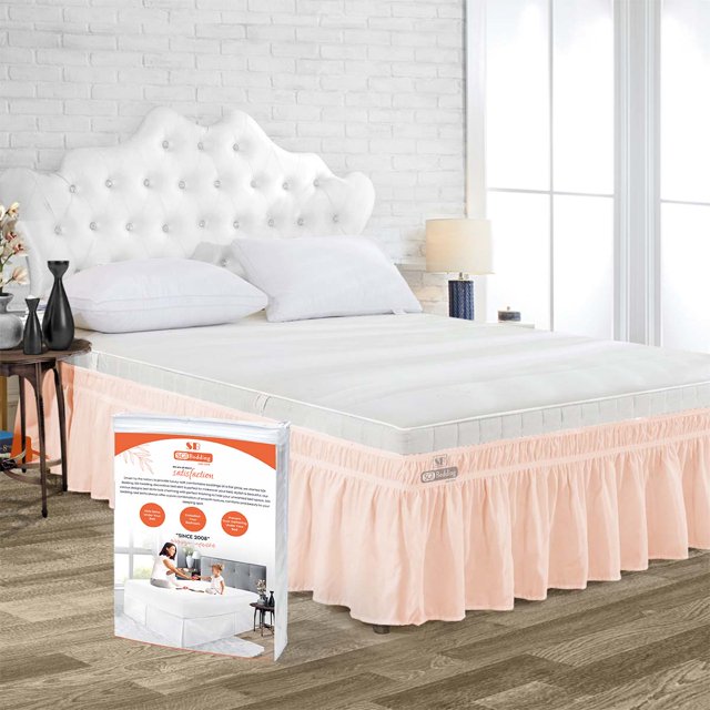 SGI Bedding 9 Inch Wrap Around Bed Skirt | Microfiber Bed Skirt | Fade Resistant, Wrinkle Free, Anti-static, Decorative, Extra Storage Space, Clutter-Free | Twin, Peach