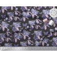 thumbnail image 2 of Soimoi Tissu Crêpe Polyester Violet Feuilles, Insectes & Imprimé Floral Vert au Mètre 52 Pouces de Large, 2 of 3