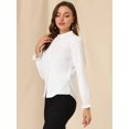 thumbnail image 4 of INSPIRE CHIC Blouse Haut à Col Montant à Volants Boutonné à Manches Longues pour Femme P Blanc, 4 of 6
