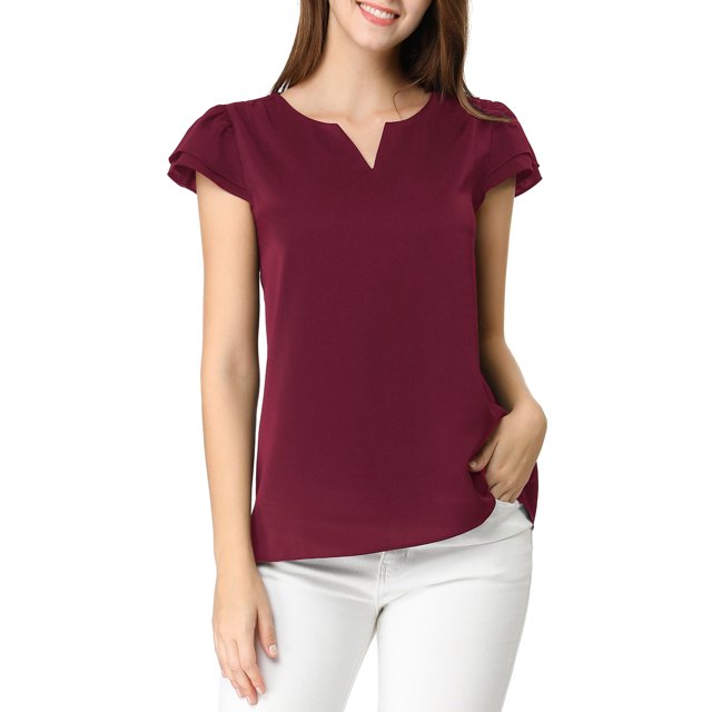 INSPIRE CHIC Blouse Haut pour Femme à Col en V, de Travail Décontracté, à Manches Courtes