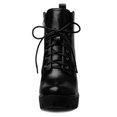 thumbnail image 2 of Unique Bargains Women's Round Toe Block High Heel Lace Up Platform Boots, 2 of 7
