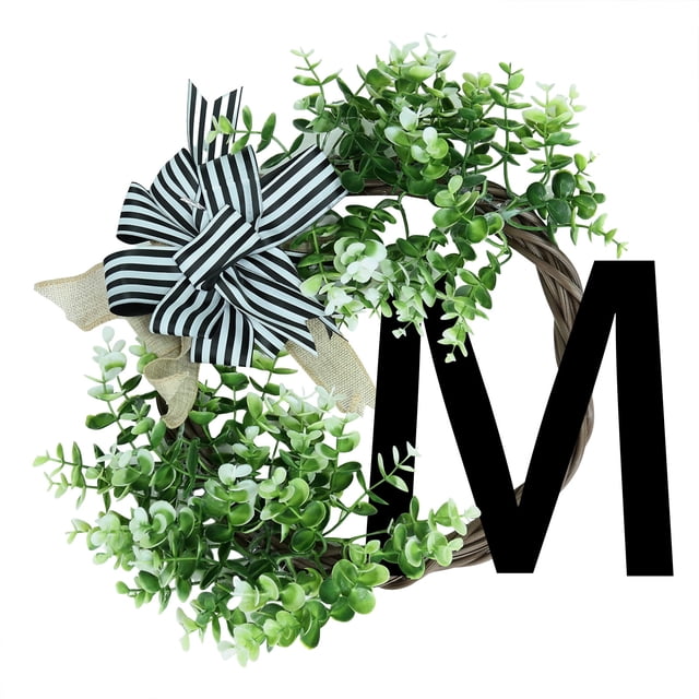 Wreath 1 Unique Last Name Year Round Front Door Wreath With Bow Welcome Sign Garland 26 Letters Farmhouse Wreath For Front Door Spring All Seasons Outside Hanger