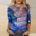 thumbnail image 1 of TIMIFIS Chandails à Manches 3/4 pour Femmes, Col Rond Décontracté, Imprimé, Chandail d'Été Tendance, Ample, Confortable, Doux, Blouses Automne, 1 of 5