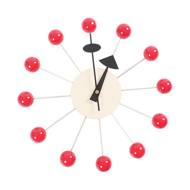 Elodie Round Ball Wall Clock Quiet Mid Century for Living Room Kitchen Decor Clocks Red Ball