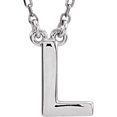 thumbnail image 1 of Precious Stars Unisex Sterling Silver Block Font L Initial Necklace, 1 of 2