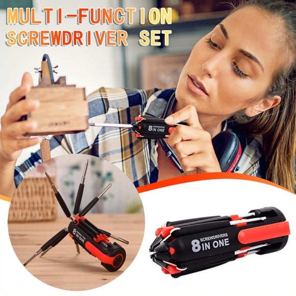 Fiogavroetic 8-in-1 Screwdriver Screwdriver Led Light Screwdriver Multi-function Screwdriver Repair Tool Universal Flashlight