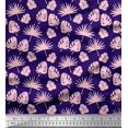 thumbnail image 1 of Soimoi Blue Poly Georgette Fabric Palm & Monstera Leaves Print Sewing Fabric BTY 42 Inch Wide, 1 of 3