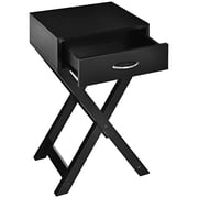 Patiojoy 2PCS Modern Versatile Nightstand X-shape Wooden End Table with Drawer Accent Side Table for Bedroom Black