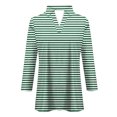 thumbnail image 4 of Timegard Tuniques Rayées pour Femmes Col à Revers en V Manches 3/4 T-Shirts Blouses Décontractées Mode, 4 of 5