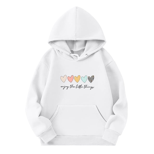 PMVFHDE Chandails en Molleton à Col Rond Fille Graphique Enfants Filles Chemise de Sport Garçon Fille Décontractée à Capuche Chandail avec Poche Adapté pour Ados Filles Garçons Blanc, 3-4 Ans