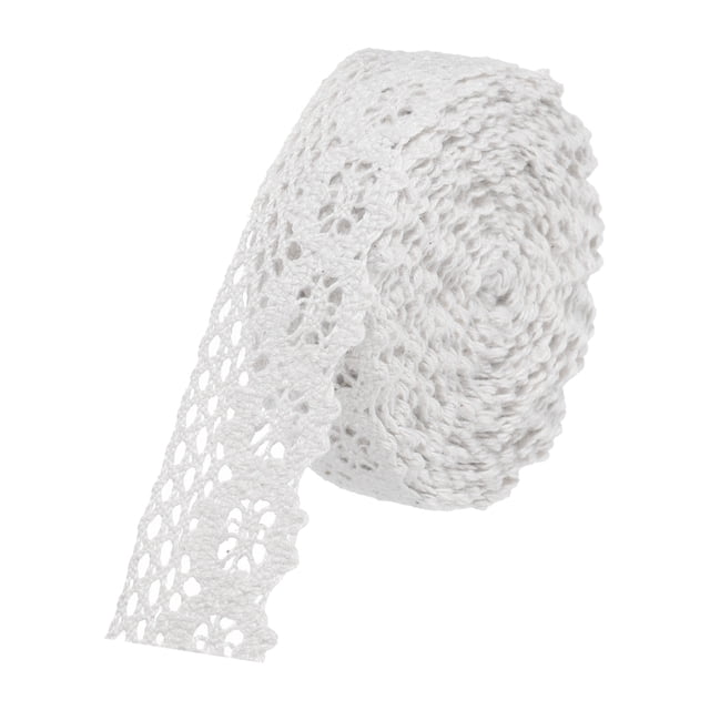 Unique Bargains Lace Trim Ribbon 30 Yards 1 Inch Cotton Elastic Trim for Craft,Gift Wrappers,Headbands,White Style 11