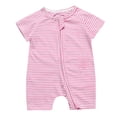 thumbnail image 1 of MIASHUI Toddler Summer Clothes Unisex Baby Boy Girl Rompers Short Sleeve Two Way Zipper Jumpsuits,Pink,3-6 Months, 1 of 3