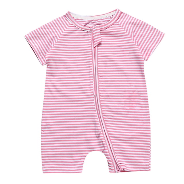 MIASHUI Toddler Summer Clothes Unisex Baby Boy Girl Rompers Short Sleeve Two Way Zipper Jumpsuits,Pink,3-6 Months