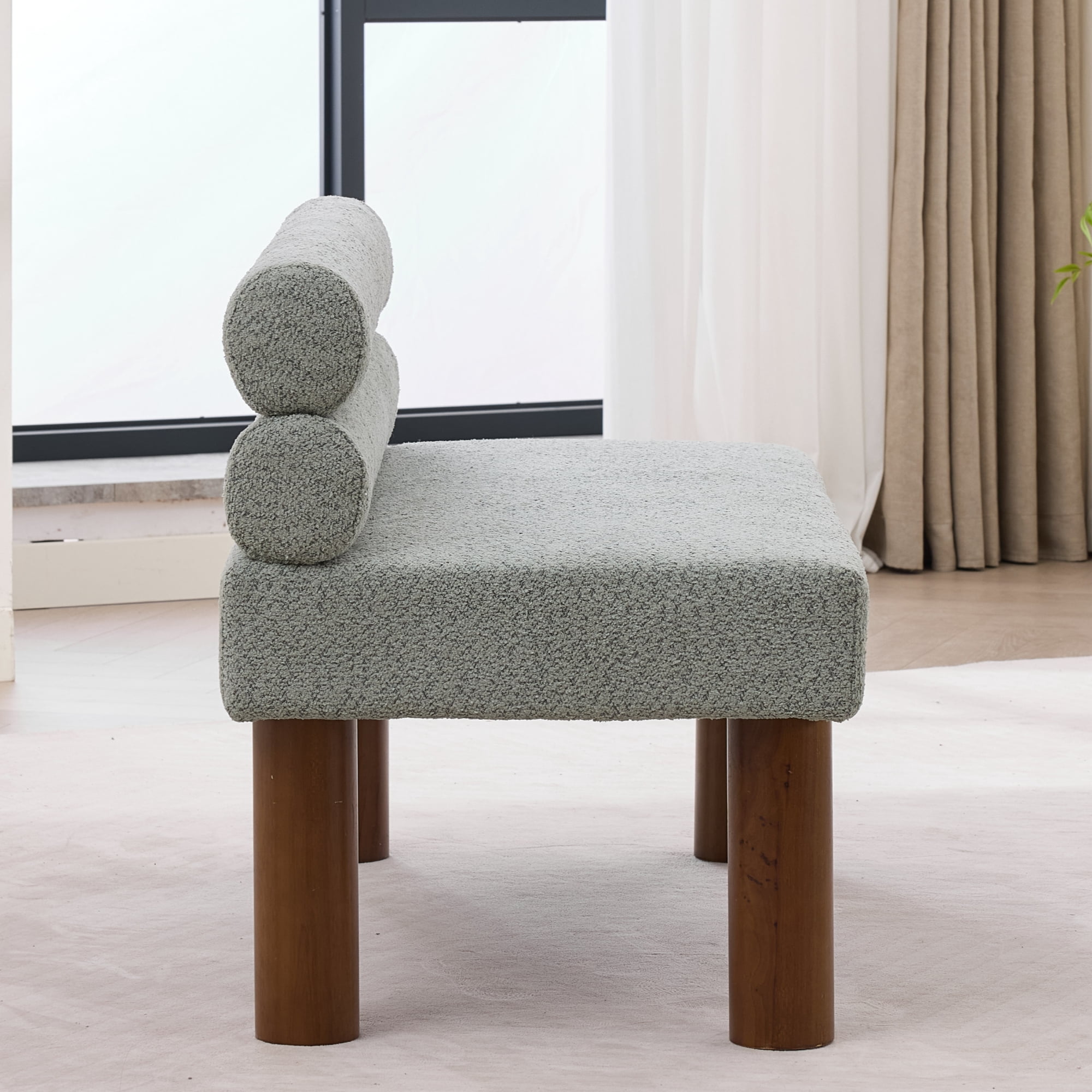 Noble House Oversized Modern Minimalist Bench,Armless Design with Wooden Frame,Green