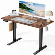 EDX Electric Adjustable Height Sit Standing Desk, 48 x 24 inch Splice Board for Home Office, Brown