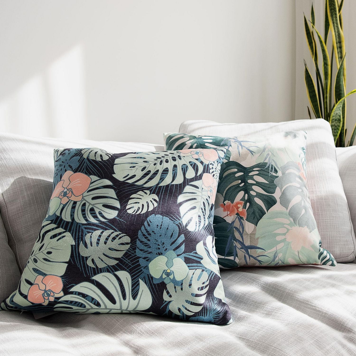 Gouchee Home Coussin Monstera Paquet de 2
