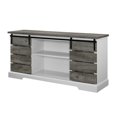 thumbnail image 3 of 58" Farmhouse Sliding Slat Door TV Console - Grey Wash, 3 of 6