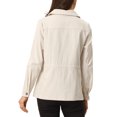 thumbnail image 3 of INSPIRE CHIC Women's Utility Jackets Drawstring Waist Flap Pockets Lightweight Jacket Apricot M, 3 of 5