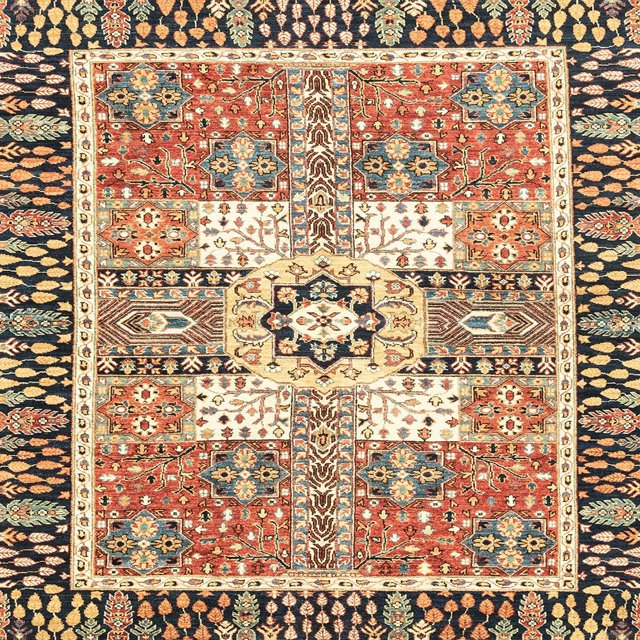 Ahgly Company Tapis d'Intérieur Carré Abstrait Marron Sienne Foncé, 4 Pieds Carré