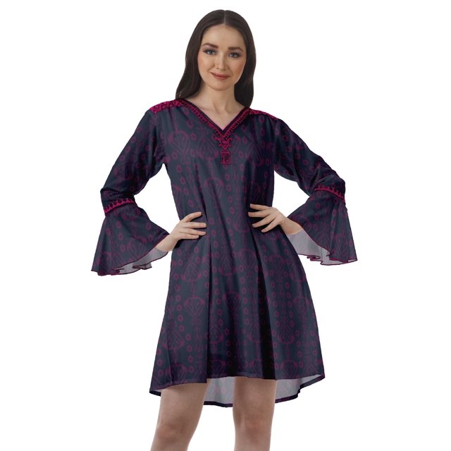 Moomaya Robes de Plage Imprimées Femmes Robe Aguichant Robes Mini Brodées pour Femmes