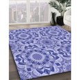 thumbnail image 3 of Ahgly Tapis Rond Lavable en Machine Bleu Royal Transitionnel, 8 Pieds Rond, 3 of 7