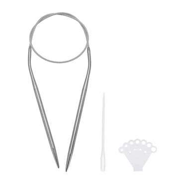 Unique Bargains Aiguilles à Tricoter Circulaires Aiguille Ronde en Acier Inoxydable 16,54 Pouces 4 mm Dia