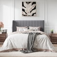 thumbnail image 2 of Amolife Queen Size Velvet Upholstered Bed with Wingback Headboard, Light Grey, 2 of 9