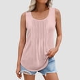 thumbnail image 2 of Plebaso Débardeurs d'Été pour Femmes Plissés Sans Manches Chemises Amples Col Rond Décontracté Blouse T-Shirt Uni P-5TG, 2 of 6