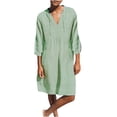 thumbnail image 2 of Weiqiqre Robes pour Femmes, Robes Décontractées Amples à Col en V pour Femmes à Manches 3/4 avec Poche en Solde, 2 of 6