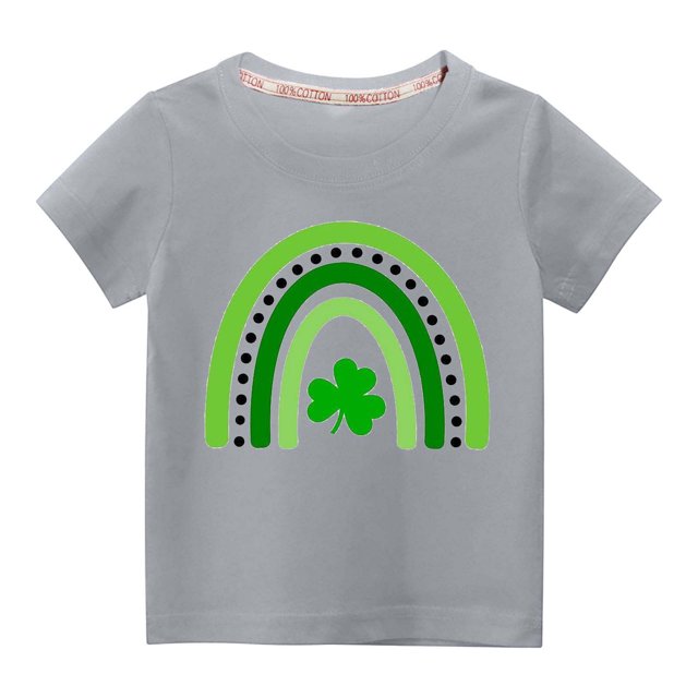 MeetoTime T-Shirts Décontractés à Manches Courtes Imprimés pour la Saint-Patrick pour Garçons et Filles, Chandails à Col Rond pour Enfants