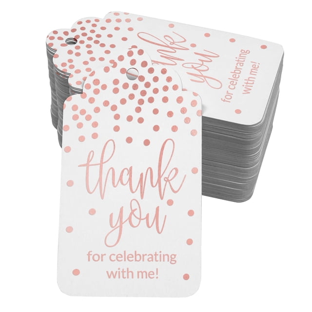 Inkdotpot Rose Gold Foil Paper Hang Tags Thank You For Celebrating With Me Birthday Favor Tags 50 Pieces