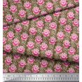 thumbnail image 2 of Soimoi Coton Canard Tissu Rayé & Rose Imprimé Floral Tissu 1 Yard 56 Inch Wide, 2 of 3