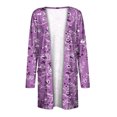 thumbnail image 5 of Pompotops Chemisier Décontracté à Manches Longues Imprimé pour Femmes avec Poche Cardigan Liquidation, 5 of 5