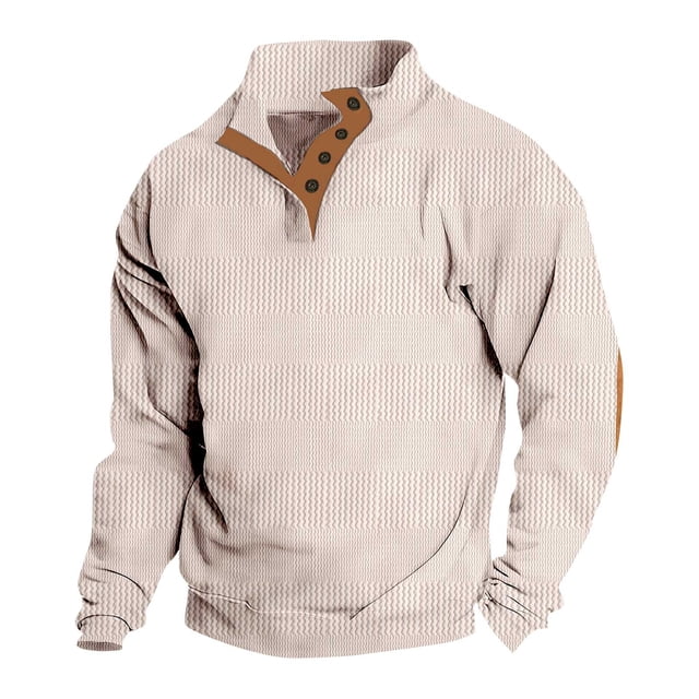 Styesk Mens Shirts Man Leisure Solid Color Hoodless Weave Keep Warm Head Cover Long Sleeves Sweater