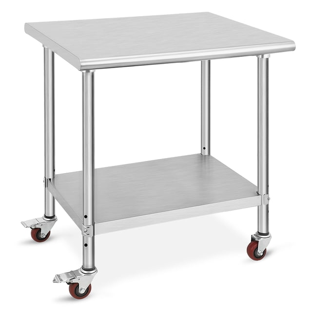 EDTara Stainless Steel Work Table with Wheels, Heavy Duty Kitchen Prep Workbench, NSF Commercial Table with Adjustable Undershelf for Hotel & Garage