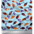 thumbnail image 1 of Soimoi Tissu Poly Georgette Floral & Poisson Texturé Imprimé Océan au Mètre 52 Pouces de Large, 1 of 3
