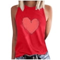 thumbnail image 2 of UPPADA Débardeurs pour Femmes Grande Taille Décontractés Sans Manches T-Shirts Graphiques T-Shirts Surdimensionnés Hauts Tee Cœur Hauts Sans Manches T-Shirts Graphiques Chemises Rouge,P, 2 of 4